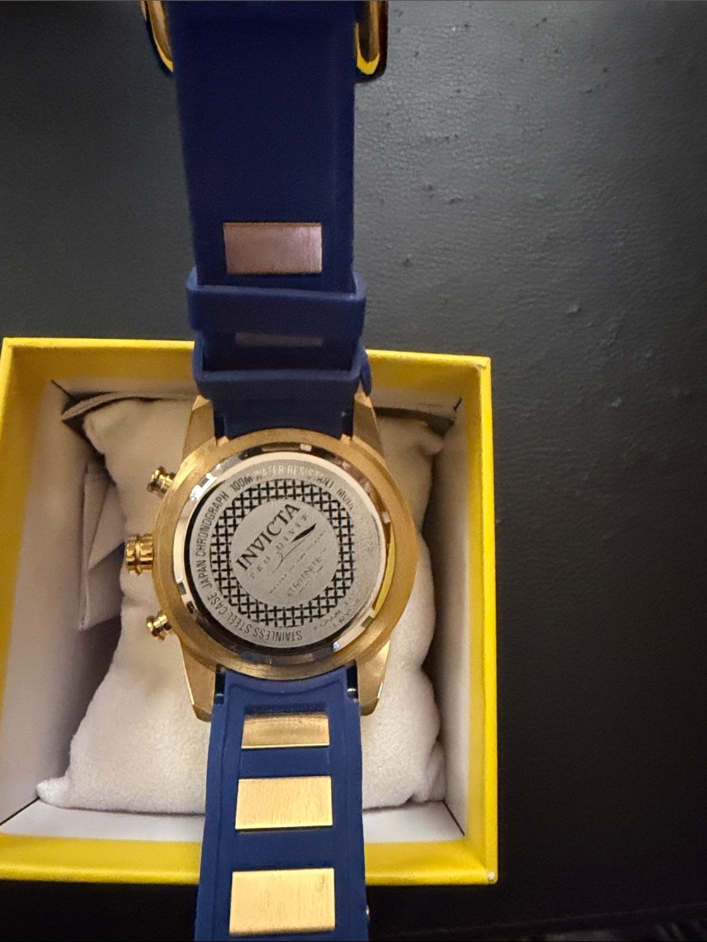 Invicta Blue Silicone Strap Gold-Tone Case Chronograph - Picture 2 of 2